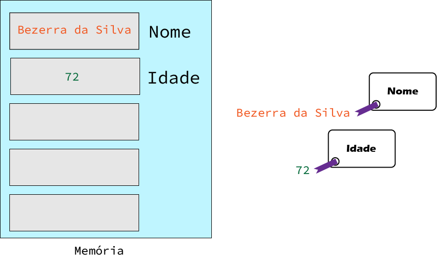 variáveis como etiquetas para dados